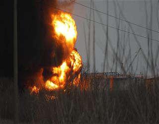 Ukraine denied a helicopter attack on a Russian fuel depot