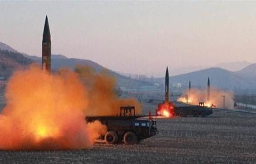 North Korea fires missiles close to the borders with Japan and South Korea.