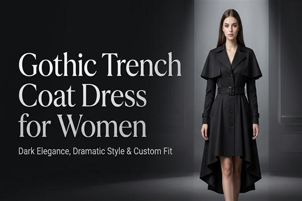 Gothic Trench Coat Dress for Women | Dark Elegance, Style & Custom Fit
