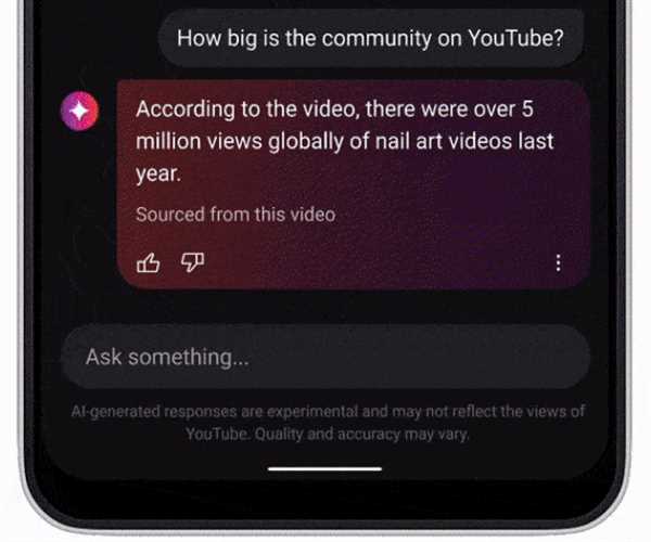 Youtube tests generative AI conversations, comment summaries