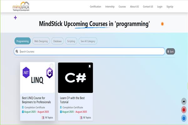 Different flexibility of courses in the MindStick Training platform 