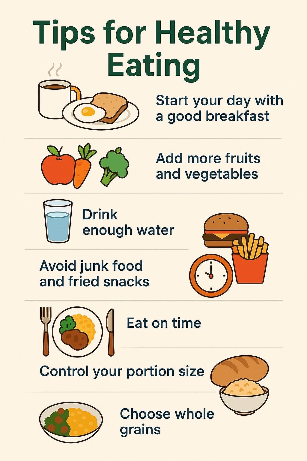 Most important 7 tips healthy eating
